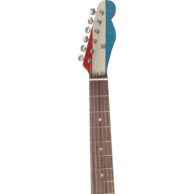 Custom Regent Buck Owens Red Blue Silver Sparkle Finish Guitar White Pickguard Chrome - Image 5