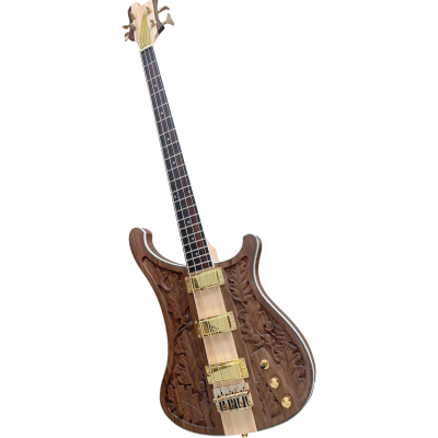 Custom Nova Lemmy Kilmister 4004 Natural Hand Carved Oak Leaf 4 String Bass - Image 7