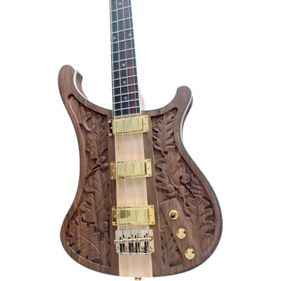 Custom Nova Lemmy Kilmister 4004 Natural Hand Carved Oak Leaf 4 String Bass