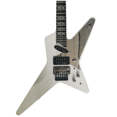 Custom Obsidian Crying Star 6 String Electric Guitar Pearl White Syu Floyd Rose Tremolo