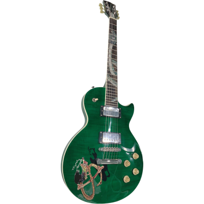 Custom Crown Green Flamed Maple Top Embossed Snakepit Slash Electric Guitar - Image 8