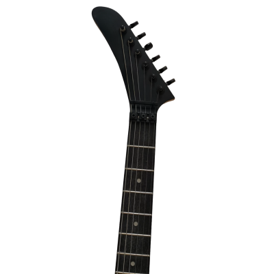 Custom Obsidian George Gray White Brown Finish Hand Painted Skull And Bones Carved Skeleton Guitar JFrog - Image 4