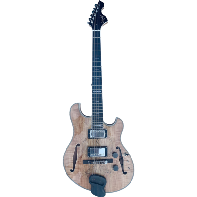 Custom Vesper Languedoc Region Fhole Natural Spalted Maple Bracing Inside Electric Guitar - Image 7