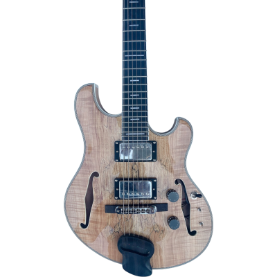 Custom Vesper Languedoc Region Fhole Natural Spalted Maple Bracing Inside Electric Guitar