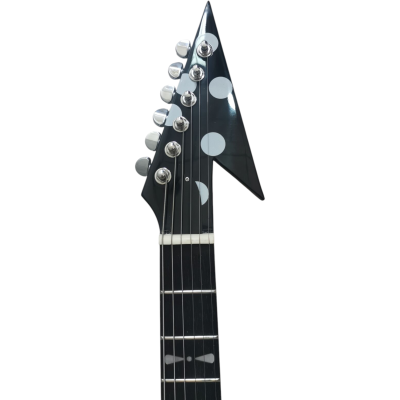 Custom Crown Flying V Black White Polka Dots 6 String Guitar Karl Sandoval - Image 2