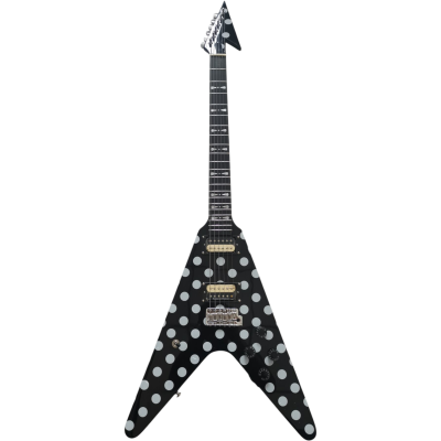 Custom Crown Flying V Black White Polka Dots 6 String Guitar Karl Sandoval - Image 3