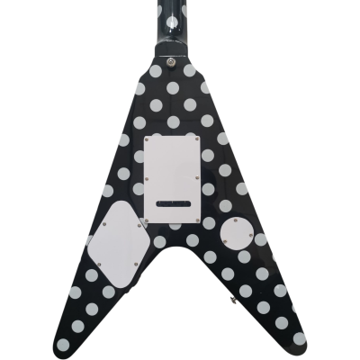 Custom Crown Flying V Black White Polka Dots 6 String Guitar Karl Sandoval - Image 7