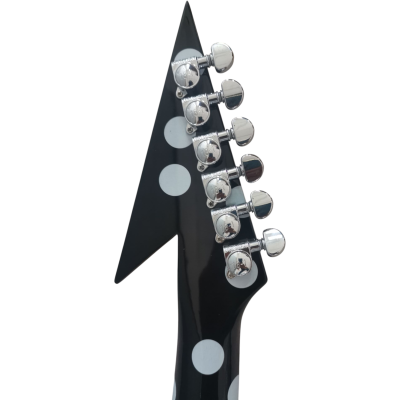 Custom Crown Flying V Black White Polka Dots 6 String Guitar Karl Sandoval - Image 9