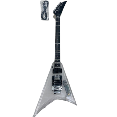 Custom Race Flying V Plexiglass Acrylic Translucent Body Rhoads Floyd Rose Tremolo Guitar - Image 2