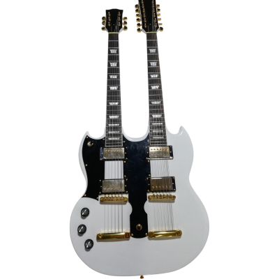 Custom Crown SG Left Handed Don Felder Arctic White Double Neck 12 6 String EDS1275 Electric Guitar - Image 3