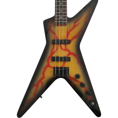 Custom Tempest V Shaped Headstock 4 String Bass Dimebag Red Lightning Finish Flying V