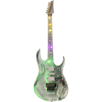 Custom Axis Plexiglass Acrylic Lucite Body Neck Multi Colored LED Tremolo Guitar Jem Tree Of Life Inlay - Image 2