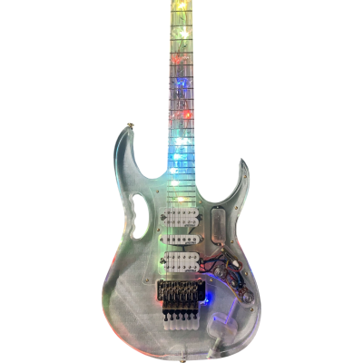 Custom Axis Plexiglass Acrylic Lucite Body Neck Multi Colored LED Tremolo Guitar Jem Tree Of Life Inlay