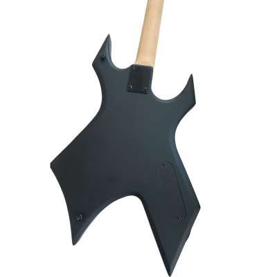 Custom Norturne Warlock NJ Deluxe Skull Crossbones Satin Black Guitar - Image 2