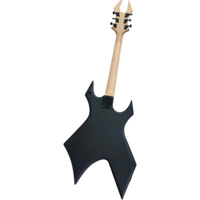 Custom Norturne Warlock NJ Deluxe Skull Crossbones Satin Black Guitar - Image 3