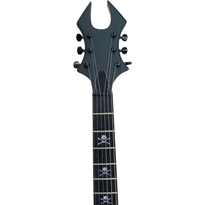 Custom Norturne Warlock NJ Deluxe Skull Crossbones Satin Black Guitar - Image 5