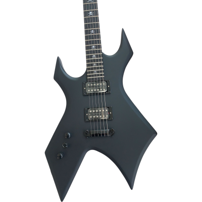 Custom Norturne Warlock NJ Deluxe Skull Crossbones Satin Black Guitar