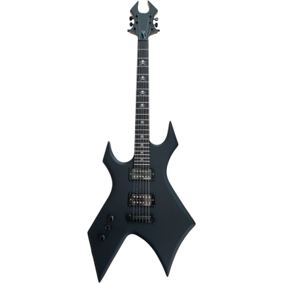 Custom Norturne Warlock NJ Deluxe Skull Crossbones Satin Black Guitar - Image 8