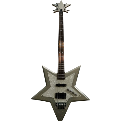 Custom Pulse Bootsy Silver Sparkle Star Space Rock 4 String Bass MEC Pickups Option - Image 3