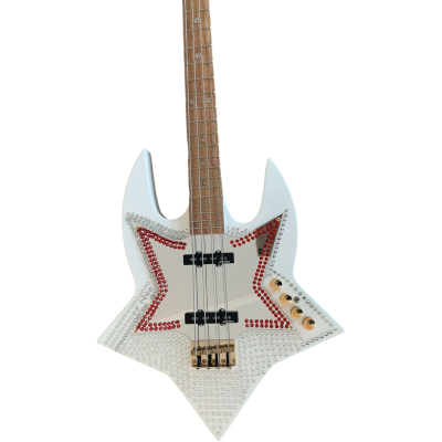 Custom Aurelius Bootsy Red Clear Crystal Space 4 String LED Bass MEC Pickups Option