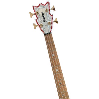Custom Aurelius Bootsy Red Clear Crystal Space 4 String LED Bass MEC Pickups Option - Image 3