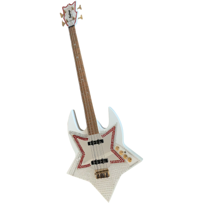 Custom Aurelius Bootsy Red Clear Crystal Space 4 String LED Bass MEC Pickups Option - Image 4