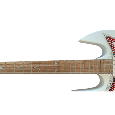 Custom Aurelius Bootsy Red Clear Crystal Space 4 String LED Bass MEC Pickups Option - Image 5