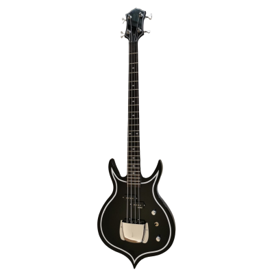 Custom Dynasty Kiss Gloss Black White Pinstripe Band Edge Gene Simmons Punisher Bass - Image 7