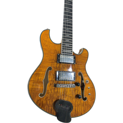 Custom Vesper Languedoc Region Fhole Natural Amber Spalted Maple Bracing Inside Guitar