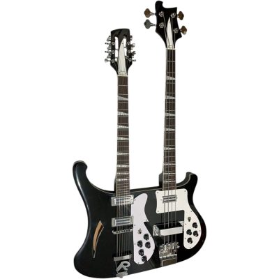 Custom Nova 4003 Mike Rutherford Genesis Double Neck Jetglo Black 4 String Bass 12 String Electric Guitar - Image 7