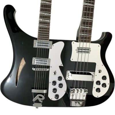 Custom Nova 4003 Mike Rutherford Genesis Double Neck Jetglo Black 4 String Bass 12 String Electric Guitar