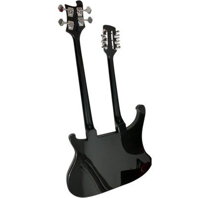 Custom Nova 4003 Mike Rutherford Genesis Double Neck Jetglo Black 4 String Bass 12 String Electric Guitar - Image 4