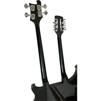 Custom Nova 4003 Mike Rutherford Genesis Double Neck Jetglo Black 4 String Bass 12 String Electric Guitar - Image 6