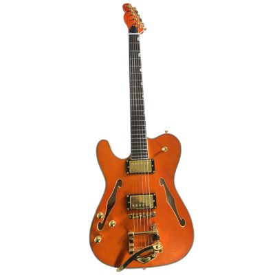Custom Regent Fhole Translucent Orange Stain Paul Waller Masterbuilt Bigsby Guitar - Image 2