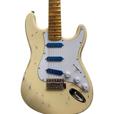 Custom Regent Heavy Relic Maple Scalloped Fretboard Aged Graffiti Yellow Yngwie Malmsteen Guitar