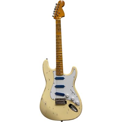 Custom Regent Heavy Relic Maple Scalloped Fretboard Aged Graffiti Yellow Yngwie Malmsteen Guitar - Image 8