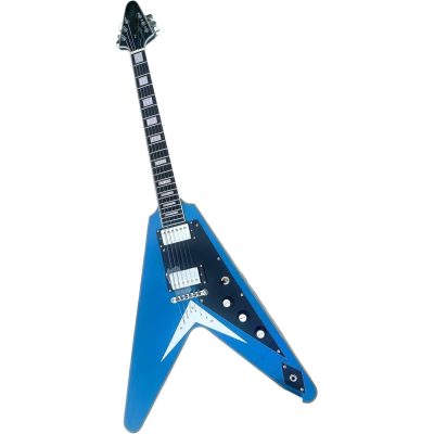Custom Crown Flying V Maui Pelham Blue Richie Faulkner Electric Guitar - Image 2