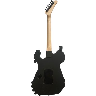 Custom Obsidian George Black Gray White Finish Hand Painted Skull And Bones Carved Skeleton Guitar JFrog - Image 4