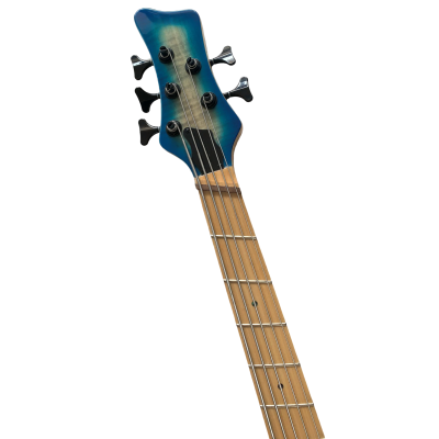 Custom Onyx Patriot Translucent Blue Burst Flamed Maple 5 String Bass Multi Fanned Fret - Image 4