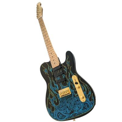 Custom Regent Blue Paisley Flames James Burton Electric Guitar 3 Pickups - Image 2
