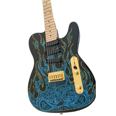 Custom Regent Blue Paisley Flames James Burton Electric Guitar 3 Pickups