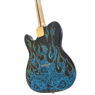 Custom Regent Blue Paisley Flames James Burton Electric Guitar 3 Pickups - Image 6