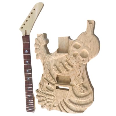 Custom Obsidian DIY Unfinished George Lynch Skull And Bones Body Neck Guitar