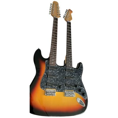 Custom Regent Yngwie Malmsteen Mahogany Wood Body Sunburst Finish Double Neck Guitar