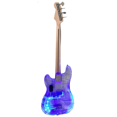 Custom Regent Plexiglass Acrylic Lucite 4 String Rosewood Fretboard Precision Blue LED Glow Bass - Image 5