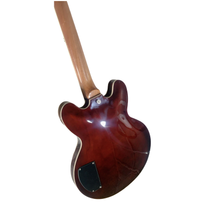 Custom Crown ES333 Brown Cream Racing Stripes Tom DeLonge White Fhole Jazz Electric Guitar - Image 5