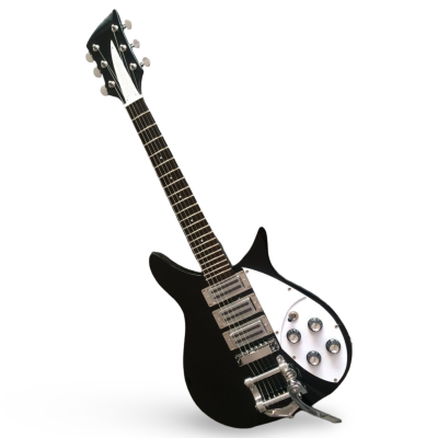 Custom Nova Jetglo Black 325 21 Inch Lennon 6 String Electric Guitar Ebony Fretboard Bigsby Tremolo - Image 3