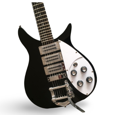 Custom Nova Jetglo Black 325 21 Inch Lennon 6 String Electric Guitar Ebony Fretboard Bigsby Tremolo
