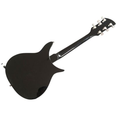 Custom Nova Left Handed Jetglo Black 325 Gold Pickguard Lennon 6 String Guitar Bigsby Tremolo - Image 2