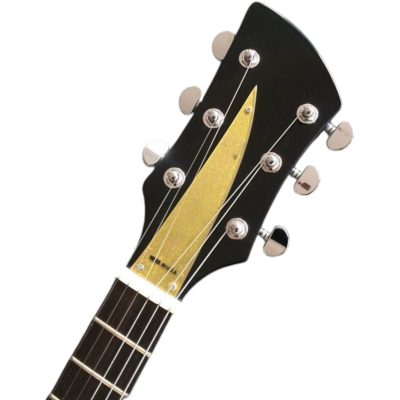 Custom Nova Left Handed Jetglo Black 325 Gold Pickguard Lennon 6 String Guitar Bigsby Tremolo - Image 5